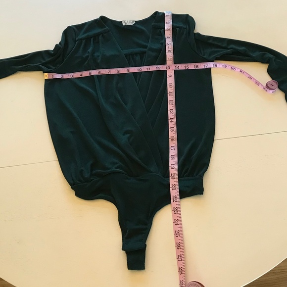 FREE PEOPLE DEEP V GREEN TURNT BODYSUIT - Picture 3 of 14